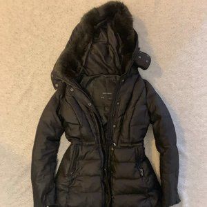 Zara Black Jacket w/ Faux Fur, size S